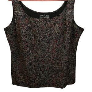 Alex Evenings Women's Elegant Black and Silver Tank Top